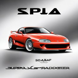 Design a captivating book cover featuring the legendary Supra Mk4 car