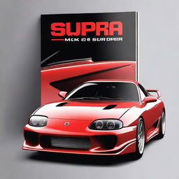 Design a captivating book cover featuring the legendary Supra Mk4 car