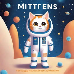 Create an ebook cover for a children's book titled 'Mittens the Cat that Went into Space'