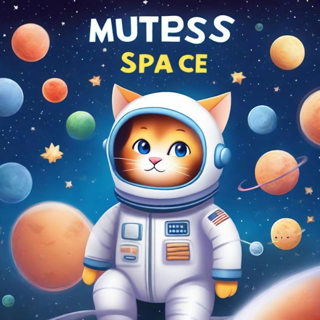 Create an ebook cover for a children's book titled 'Mittens the Cat that Went into Space'