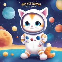 Create an ebook cover for a children's book titled 'Mittens the Cat that Went into Space'