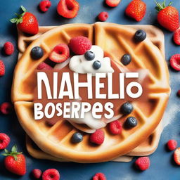 A vibrant and inviting book cover for a waffle cookbook titled 'Waffle Cookbook - 80 Recipes'