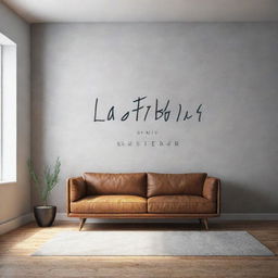 A modern studio background for a content creator featuring 'Lastborn' inscripted on the wall in an attractive font.