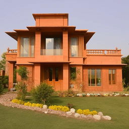 A harmoniously designed Indian house adhering to the principles of Vastu Shastra, incorporating natural elements for positive energy.