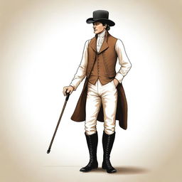 A detailed illustration of a man wearing historical period clothing