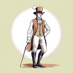 A detailed illustration of a man wearing historical period clothing