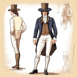 A detailed illustration of a man wearing historical period clothing