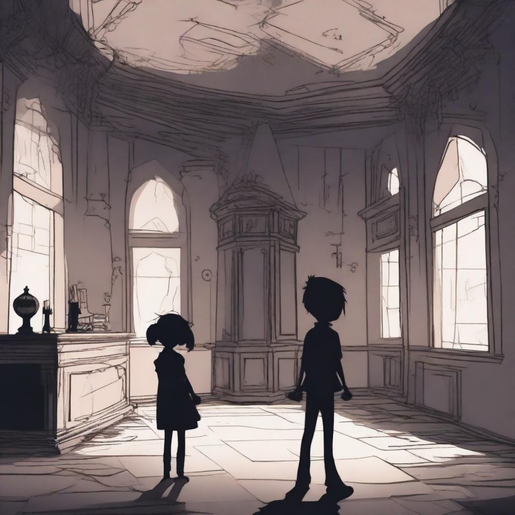 A boy and a girl exploring a haunted palace