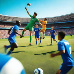 A vibrant and dynamic image of a soccer game in action