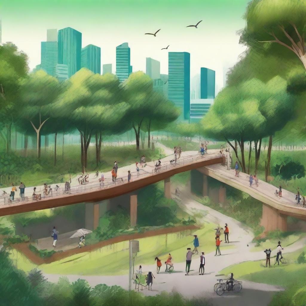 An image depicting the intersection of urbanism and deforestation, highlighting the importance of promoting native forest projects