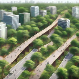 An image depicting the intersection of urbanism and deforestation, highlighting the importance of promoting native forest projects