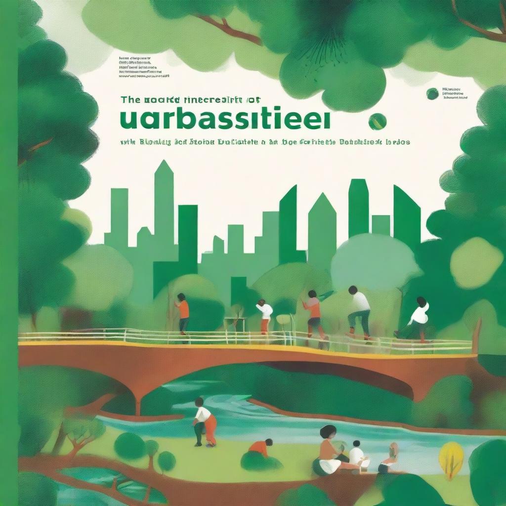 An illustrated book cover for a book titled 'The Intersection of Urbanism and Deforestation: Promoting Native Forest Projects