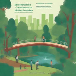 An illustrated book cover for a book titled 'The Intersection of Urbanism and Deforestation: Promoting Native Forest Projects