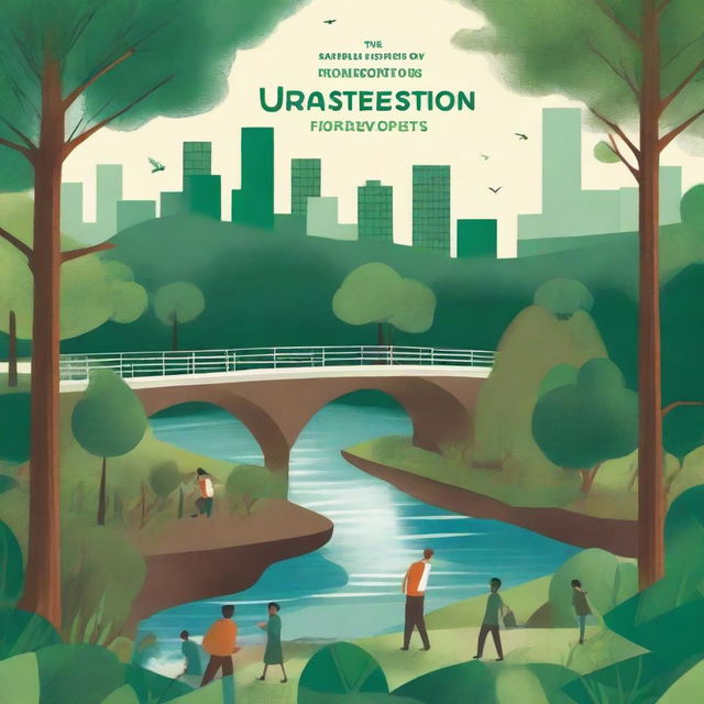 An illustrated book cover for a book titled 'The Intersection of Urbanism and Deforestation: Promoting Native Forest Projects