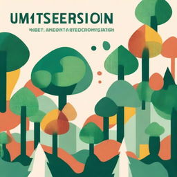 An abstract book cover for a book titled 'The Intersection of Urbanism and Deforestation: Promoting Native Forest Projects