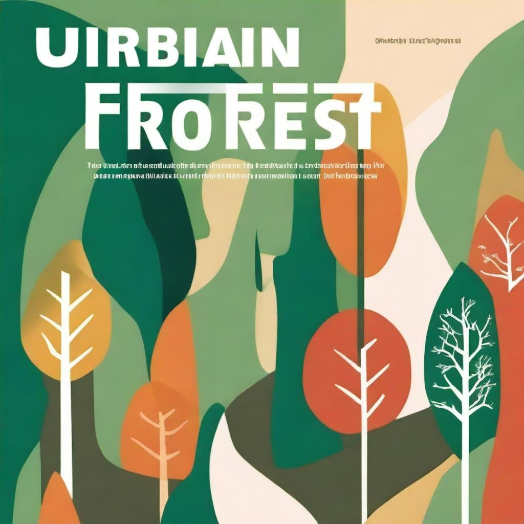 An abstract book cover for a book titled 'The Intersection of Urbanism and Deforestation: Promoting Native Forest Projects