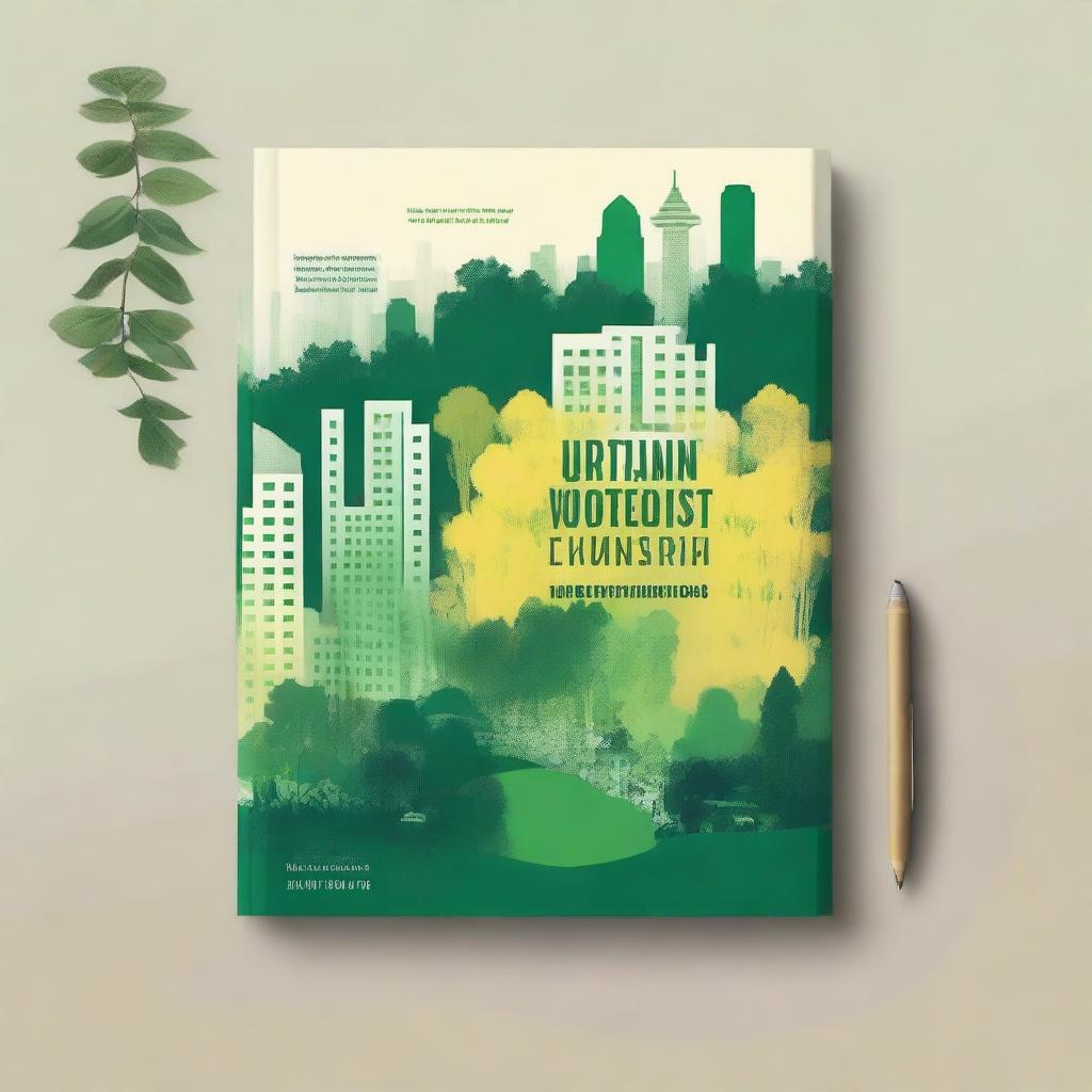 Create an artistic and designed book cover for a book titled 'The Intersection of Urbanism and Deforestation: Promoting Native Forest Projects'