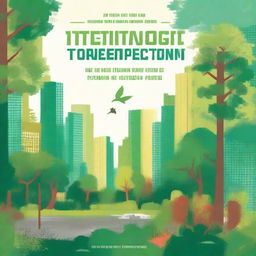 Create an artistic and designed book cover for a book titled 'The Intersection of Urbanism and Deforestation: Promoting Native Forest Projects'