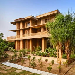 A harmoniously designed Indian house adhering to the principles of Vastu Shastra, incorporating natural elements for positive energy.