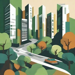 Create an abstract image representing 'The Intersection of Urbanism and Deforestation'