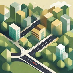 Create an abstract image representing 'The Intersection of Urbanism and Deforestation'