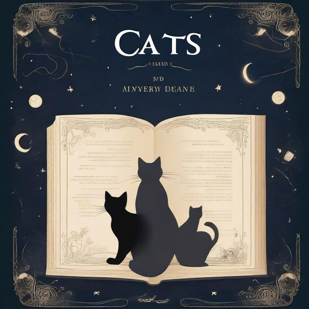 Create a book cover for a book titled 'Cats and Mystery: Between Legends and Superstitions