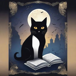 Create a book cover for a book titled 'Cats and Mystery: Between Legends and Superstitions