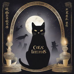 Create a book cover for a book titled 'Cats and Mystery: Between Legends and Superstitions