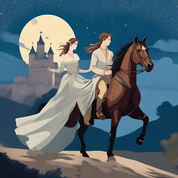 A young noblewoman flees at night with a poor horseman to avoid marrying a wealthy man for money