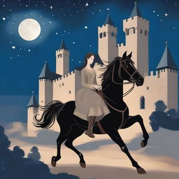 A young noblewoman flees at night with a poor horseman to avoid marrying a wealthy man for money