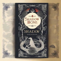 Design a book cover for 'Shadow and Bone' by Leigh Bardugo, inspired by the style of V