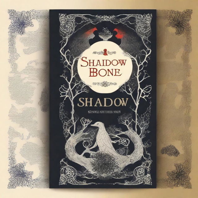 Design a book cover for 'Shadow and Bone' by Leigh Bardugo, inspired by the style of V