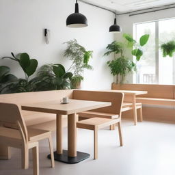 A minimalist and natural café that embraces minimalism with a focus on nature, offering a tranquil and uncluttered environment where customers can relax and enjoy a good coffee in a serene setting