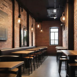 An 'Industrial Chic' restaurant that merges industrial style with chic details, creating an urban and modern atmosphere where functionality and style meet in perfect harmony