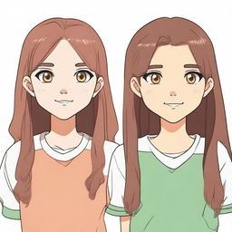 Two similar girls, one in high school and the other in middle school, facing forward