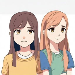 Two similar girls, one in high school and the other in middle school, facing forward