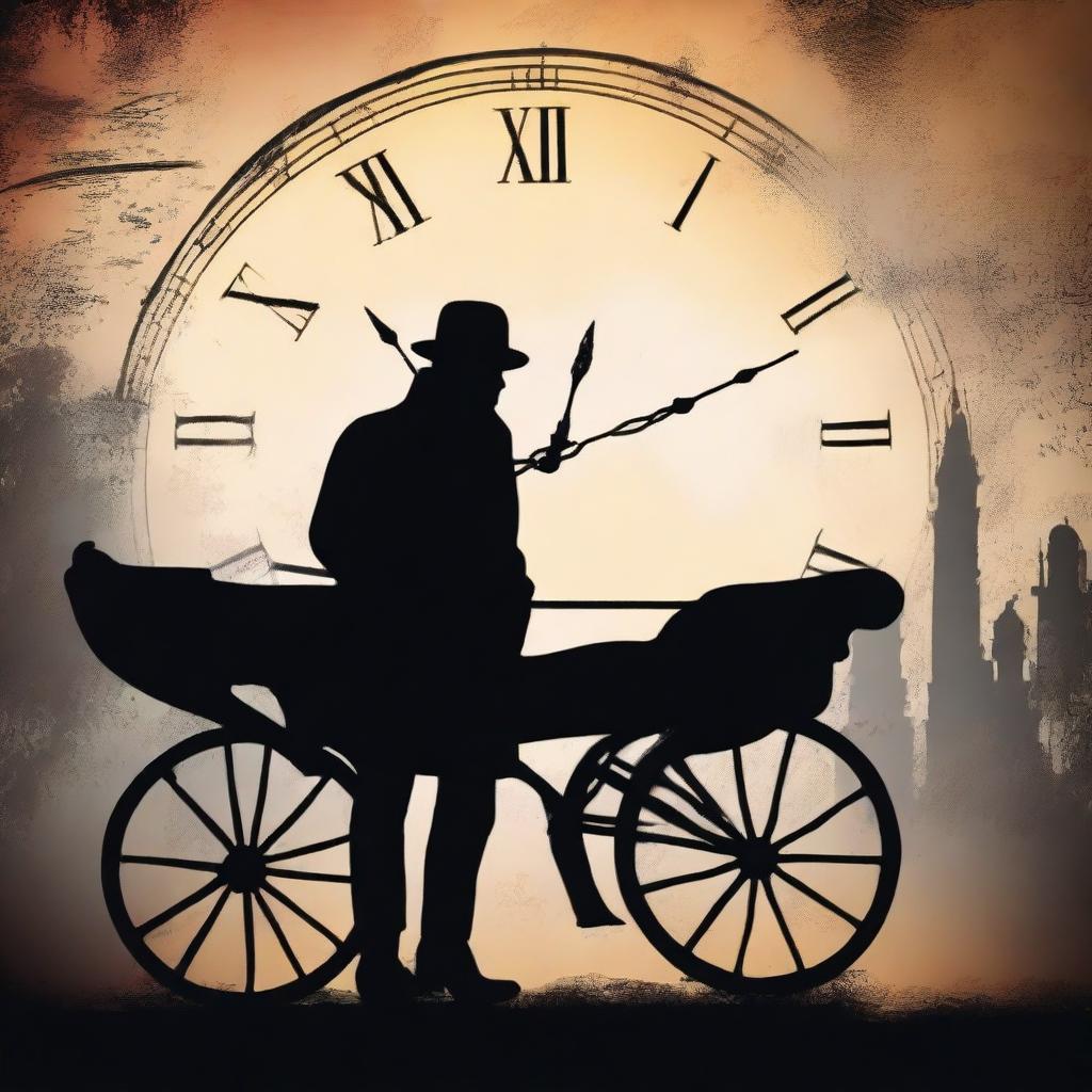 Create a book cover titled 'Carriage Of Dreams' featuring a silhouette of a man