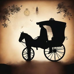 Create a book cover titled 'Carriage Of Dreams' featuring a silhouette of a man