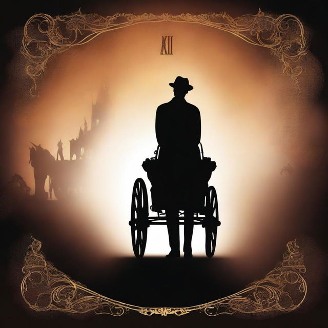 Create a book cover titled 'Carriage Of Dreams' featuring a silhouette of a man in the distance