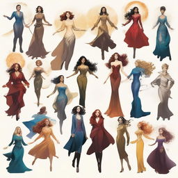 Fifteen powerful women, each with a unique and distinct power, depicted in a dynamic and empowering scene