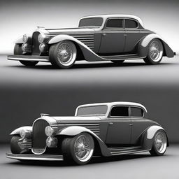 Create a custom wide stance supercar that is a fusion of a 1932 Buick Victoria 4 door sedan and a Lamborghini