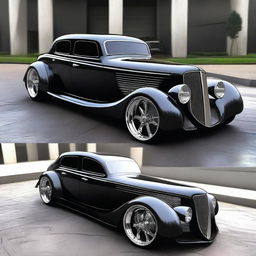 Create a custom wide stance supercar that is a fusion of a 1932 Buick Victoria 4 door sedan and a Lamborghini