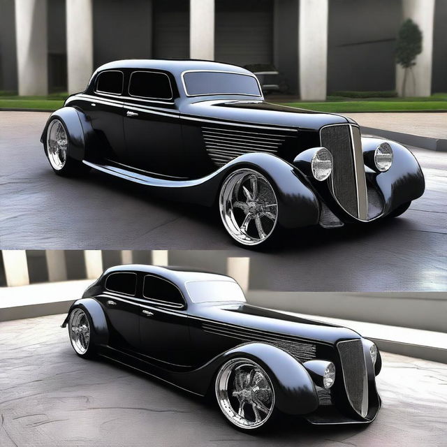 Create a custom wide stance supercar that is a fusion of a 1932 Buick Victoria 4 door sedan and a Lamborghini