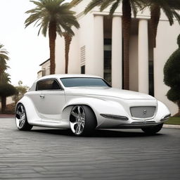 Create a custom wide, tall stance white supercar that is a fusion of a 1932 Buick Victoria 4 door sedan and a Lamborghini