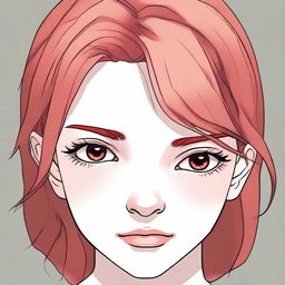 Create an image of a red-haired girl with pale skin and gray eyes