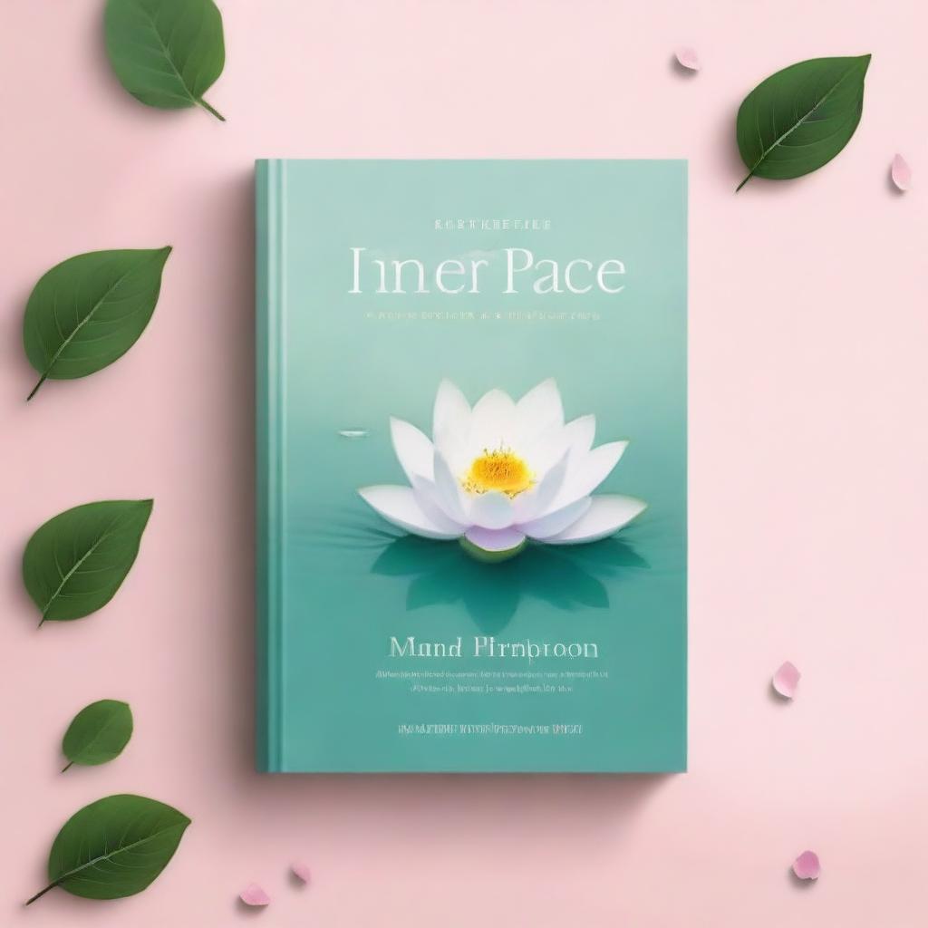 A serene book cover for a meditation guide titled 'Inner Peace: A Journey to Mindfulness' by Sarah Thompson