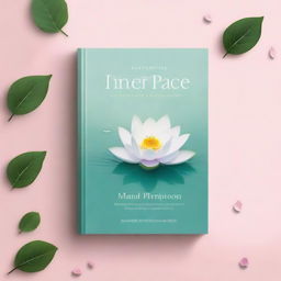 A serene book cover for a meditation guide titled 'Inner Peace: A Journey to Mindfulness' by Sarah Thompson