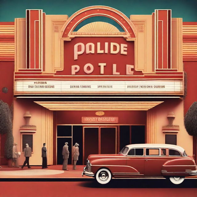 A classic movie theater with a vintage marquee displaying the names of old movies