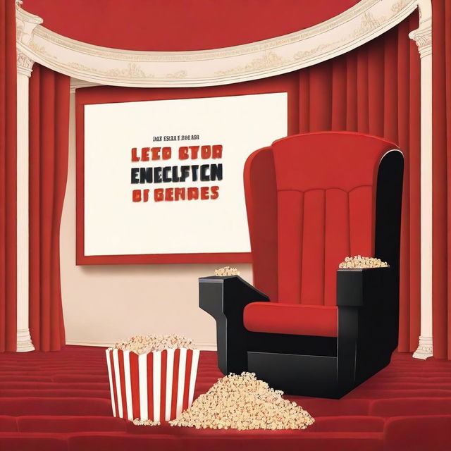 A book cover design set inside a movie theater