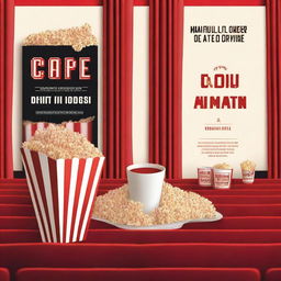 A book cover design set inside a movie theater